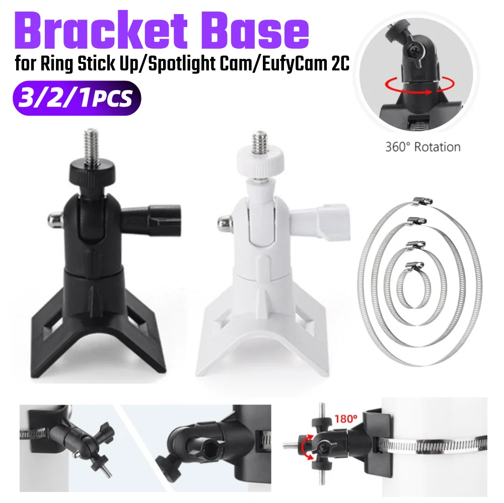 Camera Mount Pipe Mounting Bracket Adjustable Universal Pole Mount 360&deg; Rotation for Ring Stick Up Cam/Spotlight Cam/EufyCam 2C