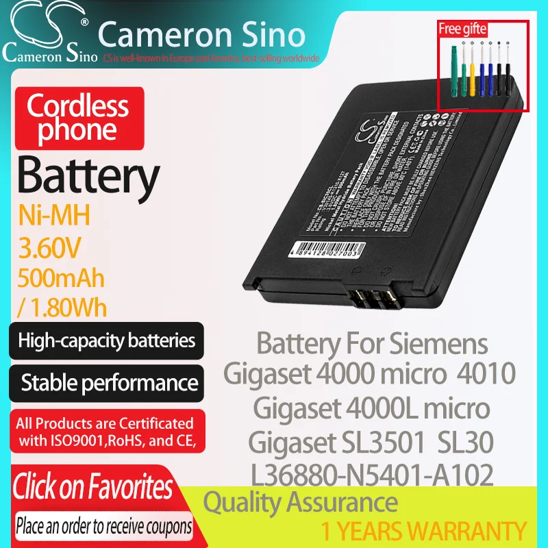 Batteria Cameronsino Per Siemens Gigaset Sl3501 Gigaset Sl30 4000 Micro Adatto Telekom V30145-K1310-X229 Batteria Del Telefono Cordless