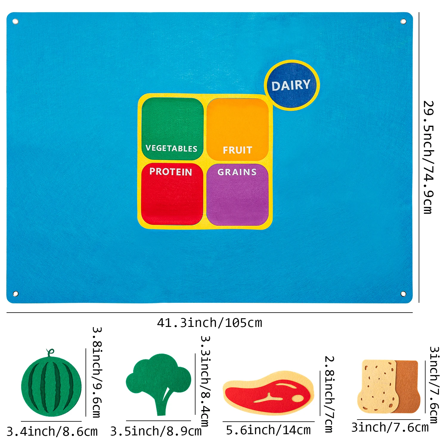 53Pcs DIY Food Classification Felt Storyboard Cartoon Vegetable Fruits Protein Grains Theme Classroom Puzzle Interactive Games