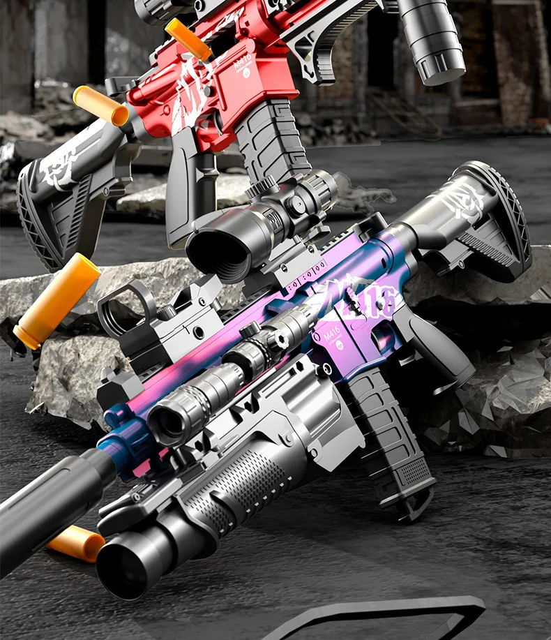 Children's Manual Soft Bullet M416 Soft Bullet Gun Can Fire Submachine Gun Model Boy Toy Gun Action Loading Assault Rifle