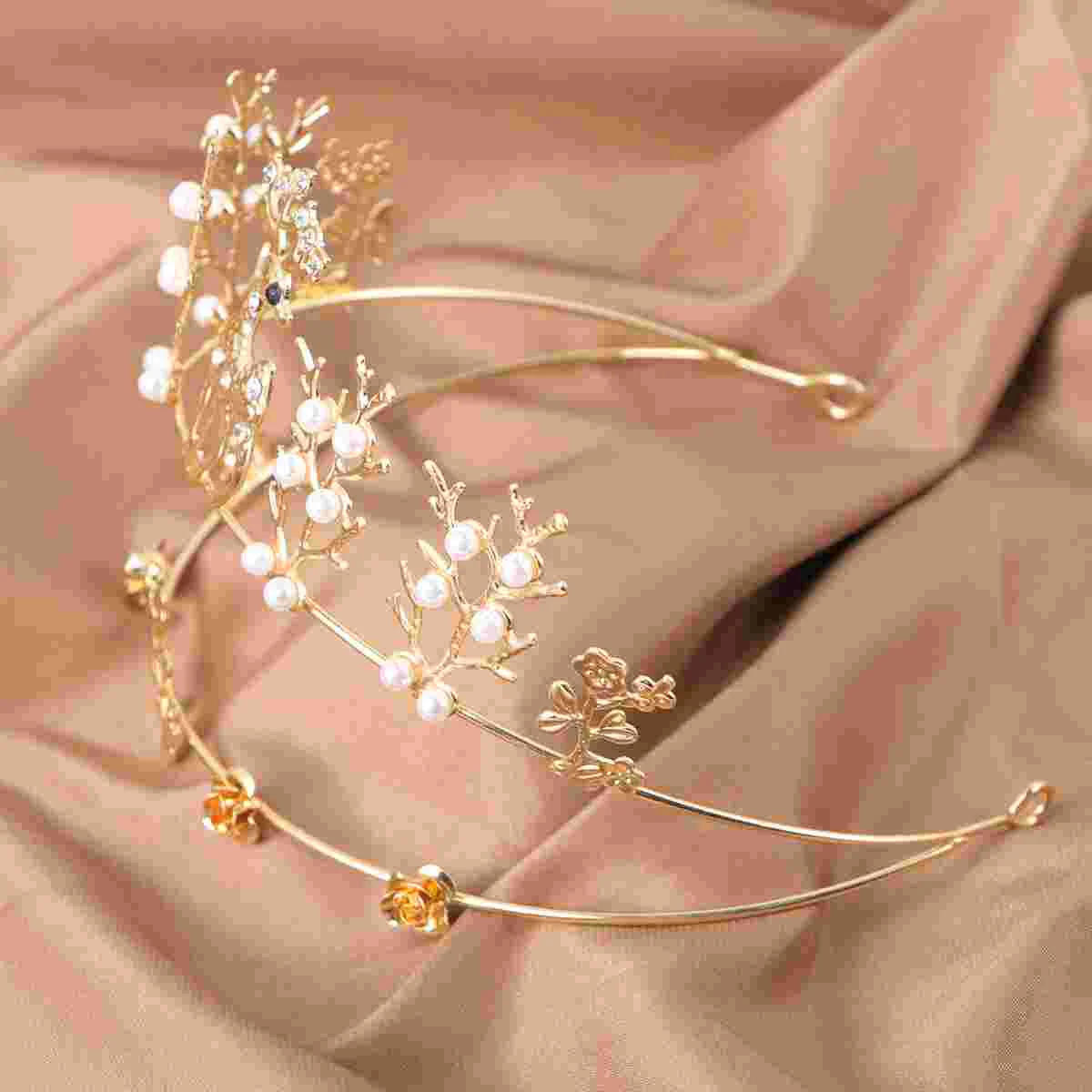 

Christmas Headband Double- layer Hair Hair Bands Golden Plated Artificial Pearl Hairhoop for