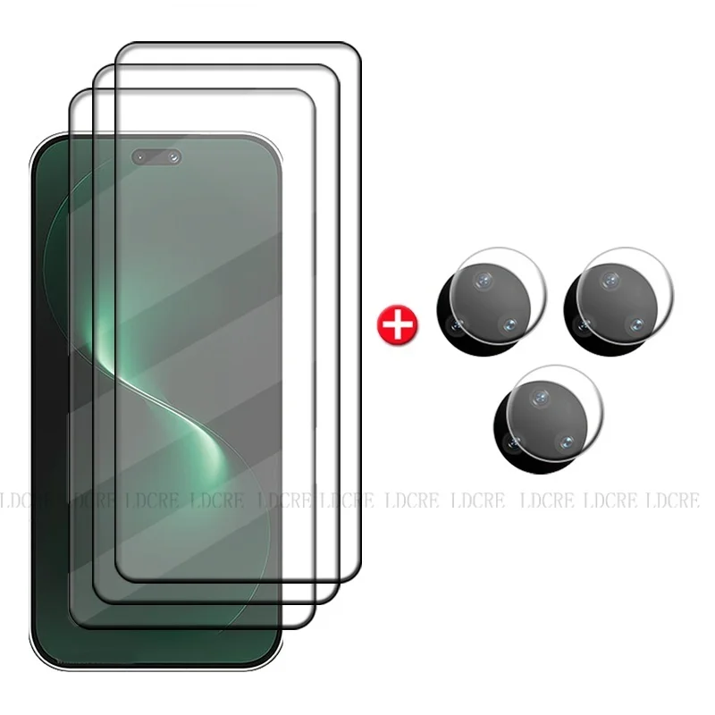 Enhanced Glass Screen Protector & Lens Shield for Smartphones - 6-in-1 Tempered 9H Full Coverage