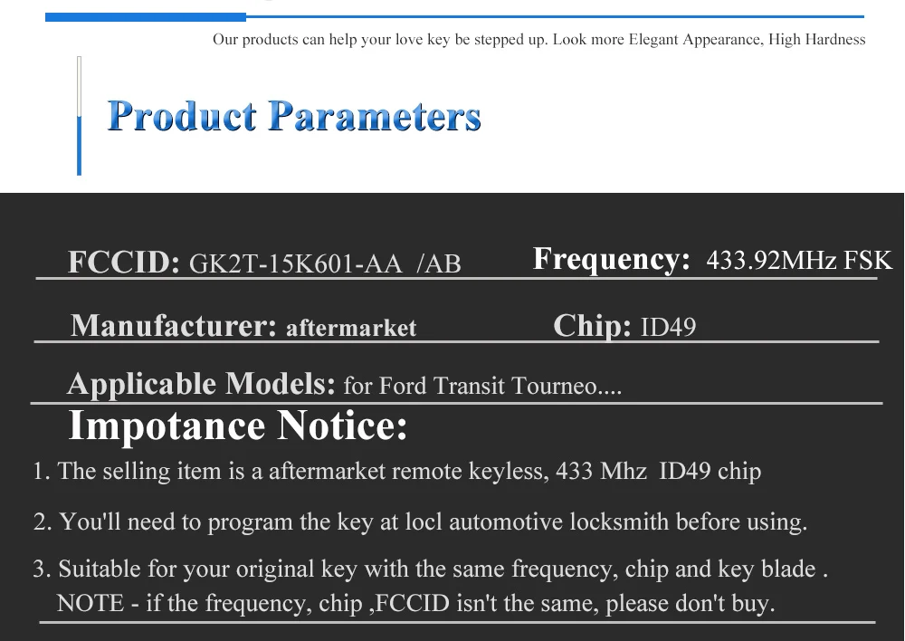 Jingyuqin 5 stücke 3BTN Auto Fernbedienung Flip Schlüssel Für Ford Tourne Transit GK2T-15K601-AB /AA 433,92 MHz FSK Pro ID49 Chip: A2C 94379403 – Detail 5
