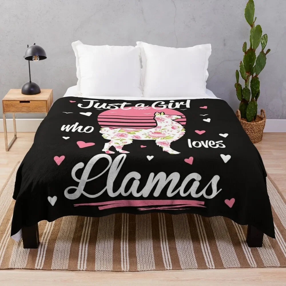 

Llama Shirt. Just A Girl Who Loves Llamas T-Shirt Throw Blanket heavy to sleep for winter Blankets