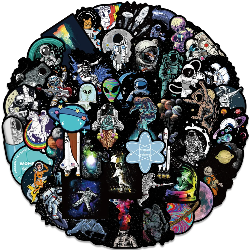 Cartoon Stickers 10/30/50PCS Outer Space Astronaut Graffiti
