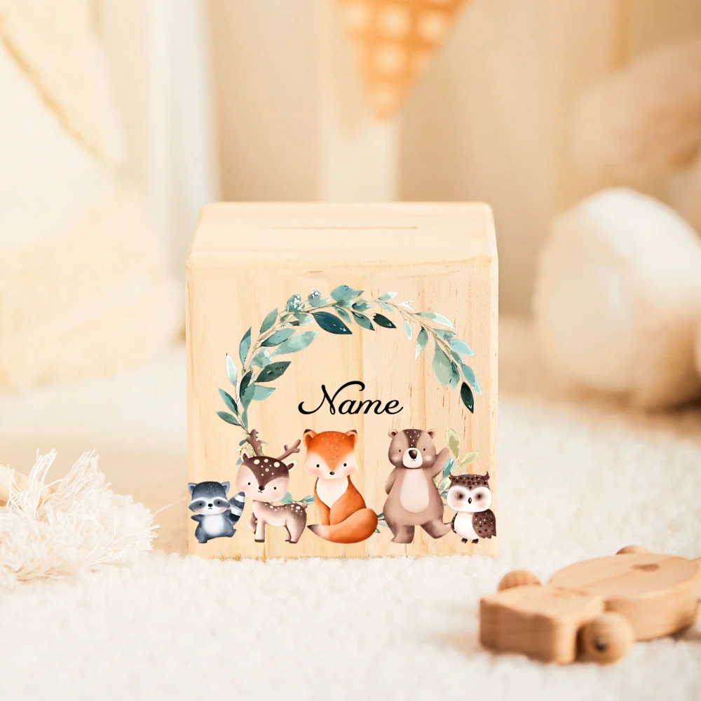 Wooden Money Box Personalized Coin Bank for Kids