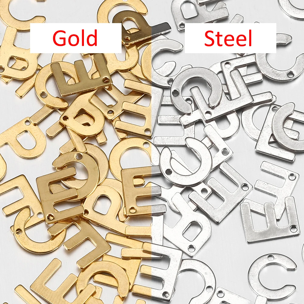 QE 50 Pezzi Ciondoli Lettere Alfabeto A-Z In Acciaio Inox - Per Gioielli Fai Da Te, Collane E Bracciali
