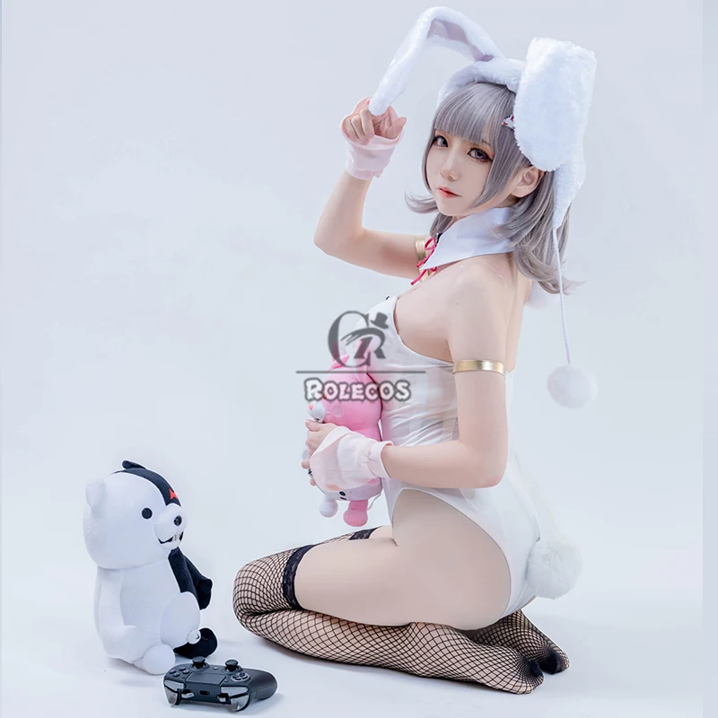 Dangan Ronp 2 Nanami ChiaKi Bunny Girl Cosplay Kostüm White Jumpsuit Halloween Outfit mit Ohren 15 Dangan Ronp 2 Nanami ChiaKi Bunny Girl Cosplay Kostüm White Jumpsuit Halloween Outfit mit Ohren 4