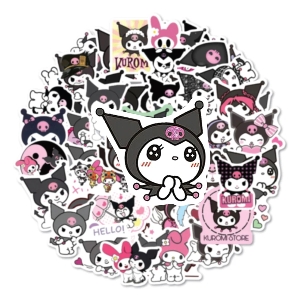 

10/30/50pcs Kawaii Kuromi Anime Stickers for Kids Waterproof Decorative Scrapbooking Stationery Cute Cartoon DIY Sticker Gift