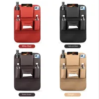 Leather Car Seat Back Organizer Universal Backseat Hanging Storage Bag Auto Cup Holder Phone Pocket Tissue Protector Durable 5