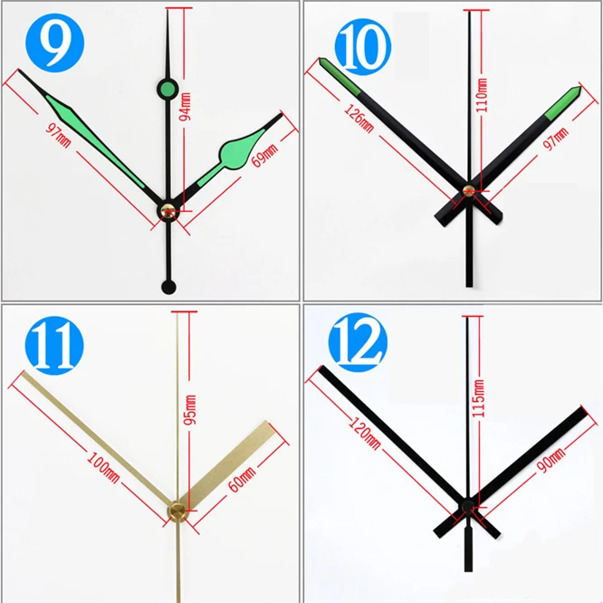 

100 sets Silent SUN 12888 Wall Clock movement Mechanism 18mm shaft with Variety of styles hands DIY replacement Parts Decor