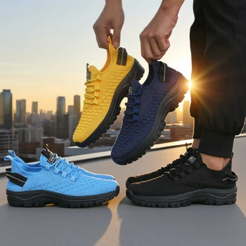 أحذية الجري الرجالية المشهورة، أحذية رياضية خفيفة الوزن شبكية قابلة للتنفس، أحذية مشي كاجوال مريحة Zapatillas De Deporte 4