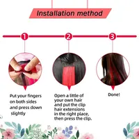 Extensions capillaires synthétiques noires longues et lisses, 10 pièces, postiches à reflets colorés de 22 pouces pour femmes, enfants et filles 2