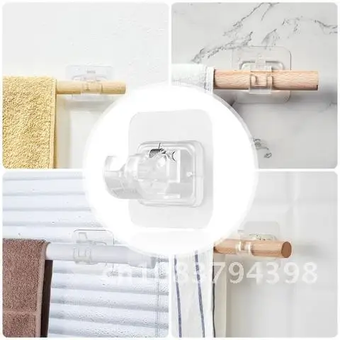 

Strong Self Adhesive Hooks Holders Bracket Rod Holder Clip Curtain Rod Clothes Rail Hanging Holders Fixed Clip Household