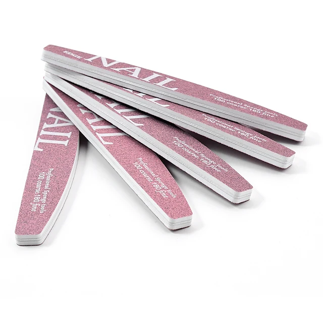 5pcs/lot Nail Art Files Thicken Sanding Pink Sandpaper Grit 100/180 Buffer File