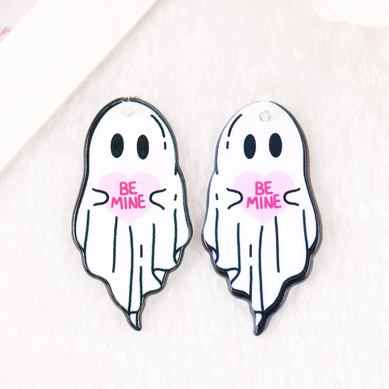 

Ghost Acrylic Pendant Cute Colors Epoxy Double-faced Spirit Specter Be Mine Mushroom Spider Charms Halloween Jewelry Accessories