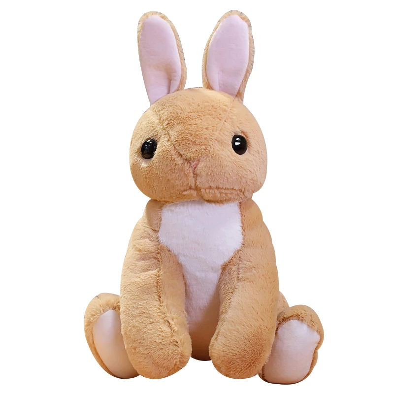 Nice Lovely Sitting Rabbit Plush Toy Stuffed Soft Animal Snow Doll Cartoon Pillow Brown White Bunny Toys For Kids Girls bunny shape warm fur tpu phone cover for iphone se 5s 5 brown
