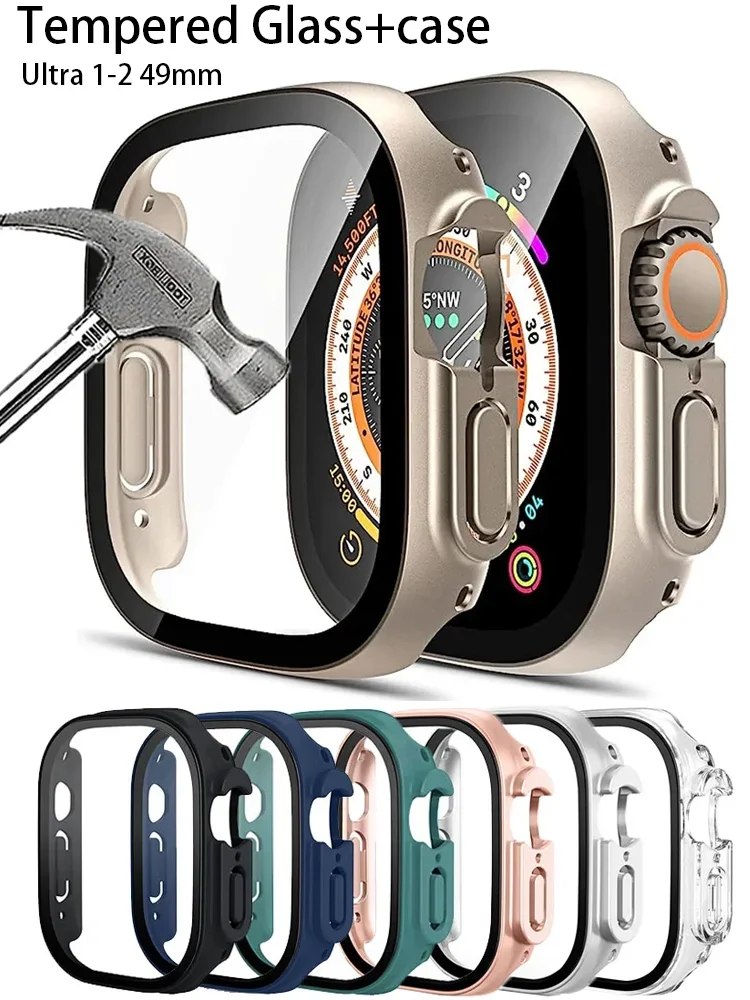 Premium Apple Watch Ultra Glass Case & HD Screen Protector Set - 49mm Bumper & Strap Accessories