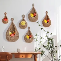 Handwoven Hanging Wall Vegetable Fruit Basket Organizer Container Decor for Kitchen Garden Mount Wall Plant Flower Onion Storage 2