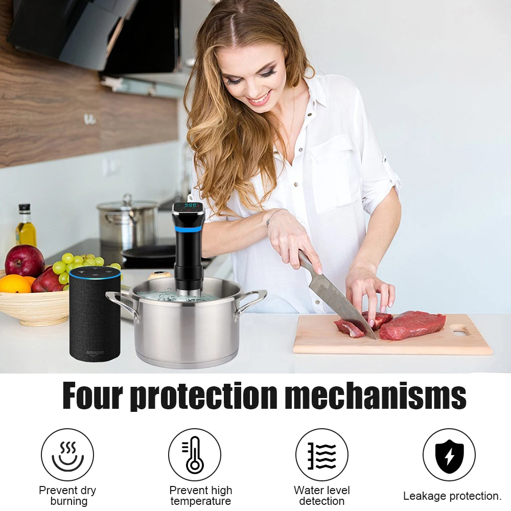 Sous Cooker Machine Immersion Circulators 1100W Ultra Quiet Stainless Steel Precision Sous Cooker Kitchen Gadgets with Touch