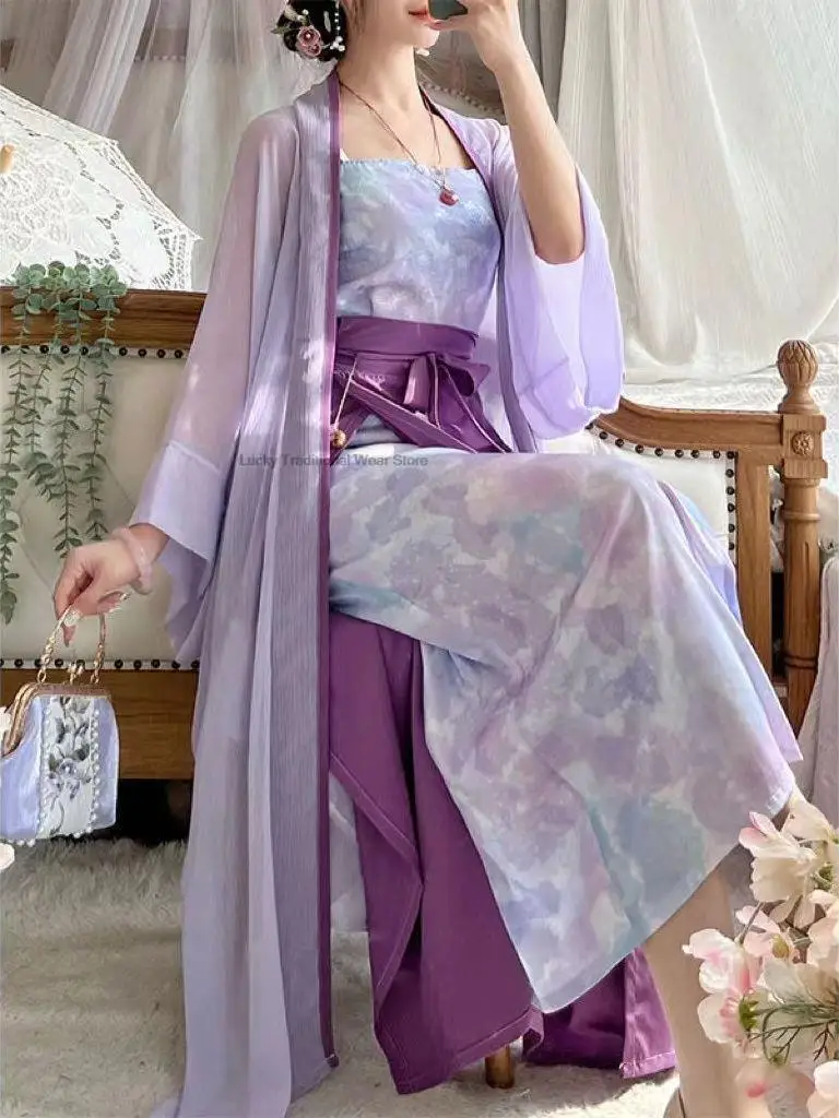 

Ancient Chinese Hanfu Costume Women Traditional Song Dynasty Fairy Dress Hanfu Girl Outfits Daily Purple Hanfu Dress Set