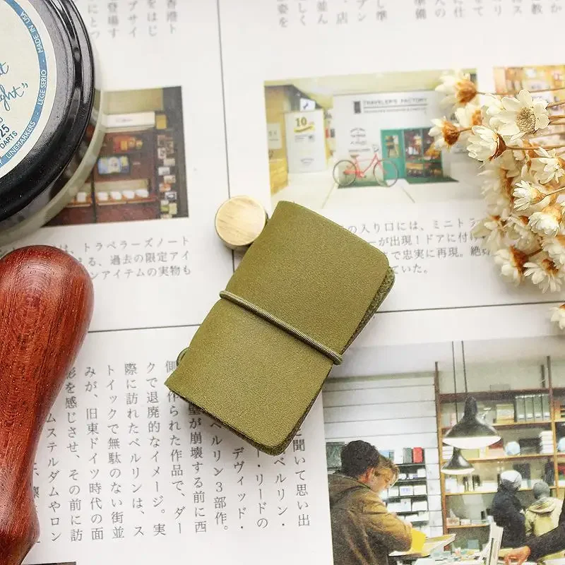 Fromthenon Vintage Pen Holder Clip For Travelers Notebook Mini Retro Notebook Diary Olive Green Leather Planner 4