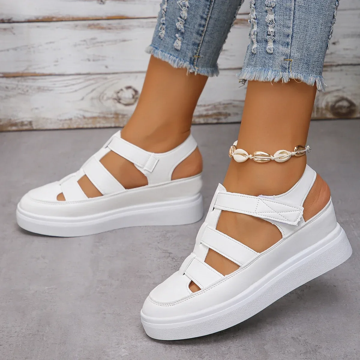 Women Sandals New Summer Wedges Heels Platform Sandals Women Hollow Out Gladiator Sandals Breathable Thick Sole Shoes for Women - 3