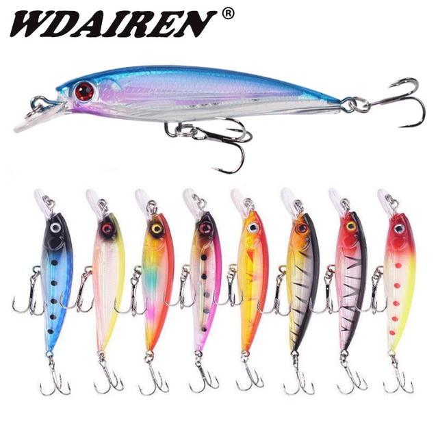 Proleurre Minnow Fishing Lures 9cm 7.5g Laser Plastic Wobblers Hard  Artificial Bait 3D Eyes for