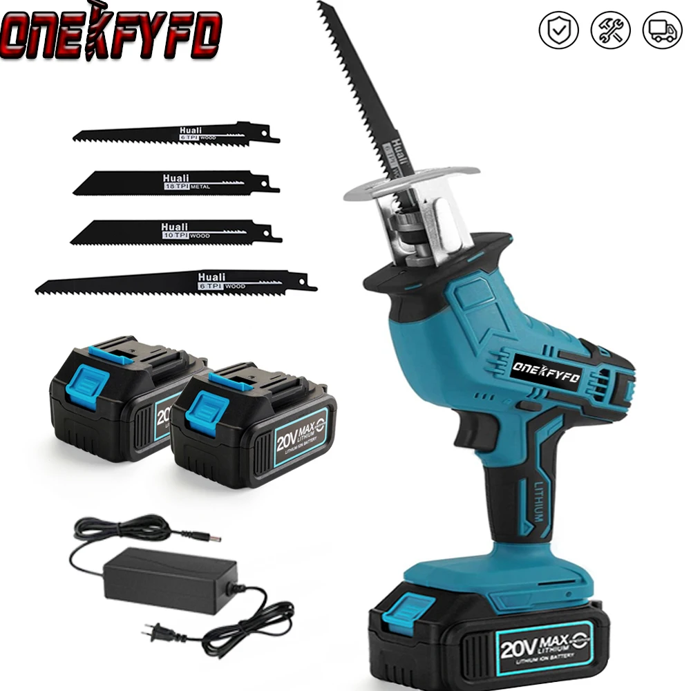 Cordless Electric Reciprocating Saw With 4 Blades Variable Speed Metal Wood PVC Pipe Cutting For Makita 18V Battery