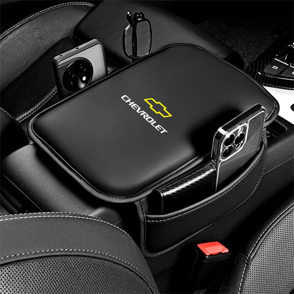 1pc PU Leather Car Armrest Cushion Center Console Storage Pocket Accessories For Chevrolet Cruze Captiva Trax Malibu Tahoe Spark