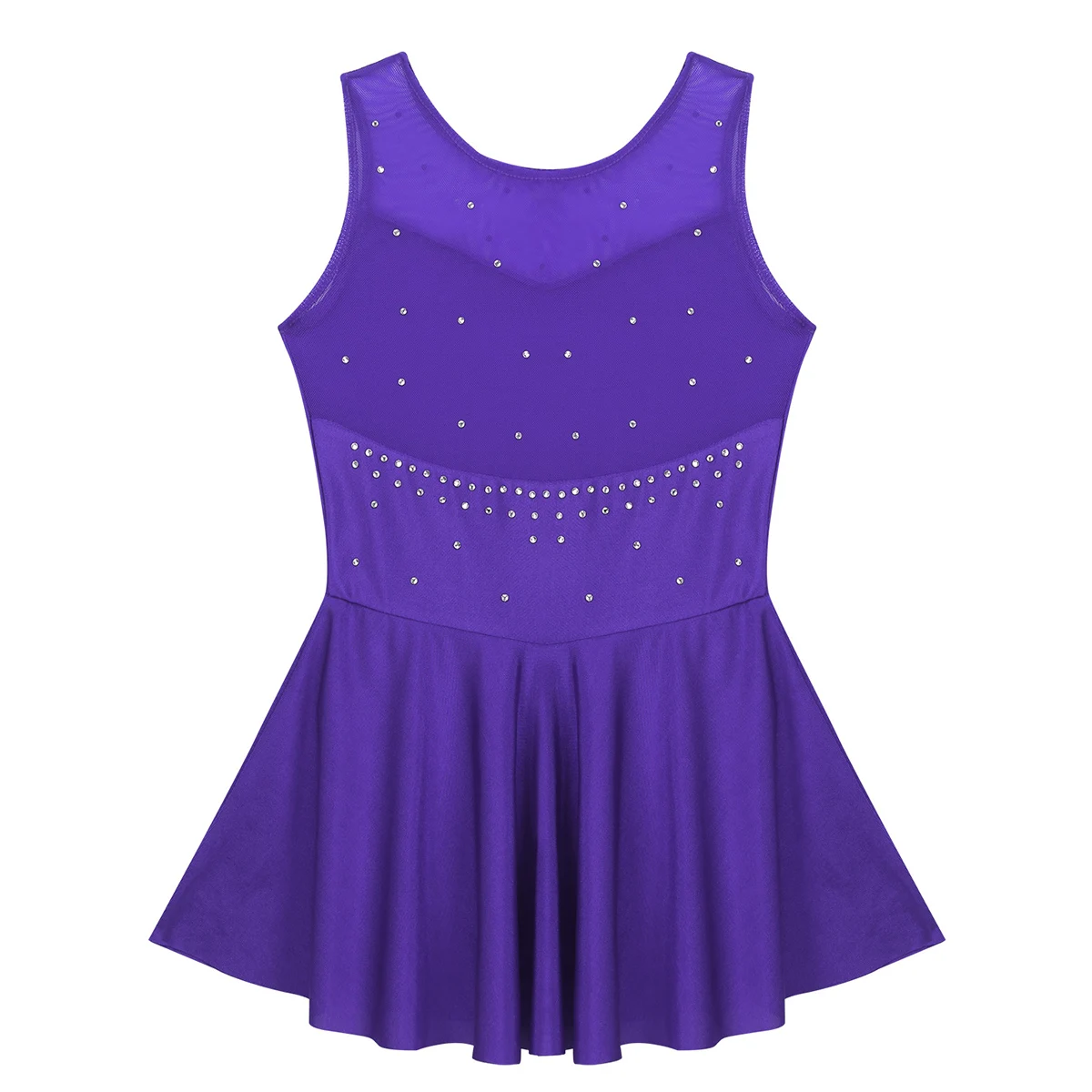 Kinder Mädchen Mesh Splice Strass Eiskunstlauf Kleid Ballett Tanz Bühne Leistung Tanz Kostüme – Detail 25