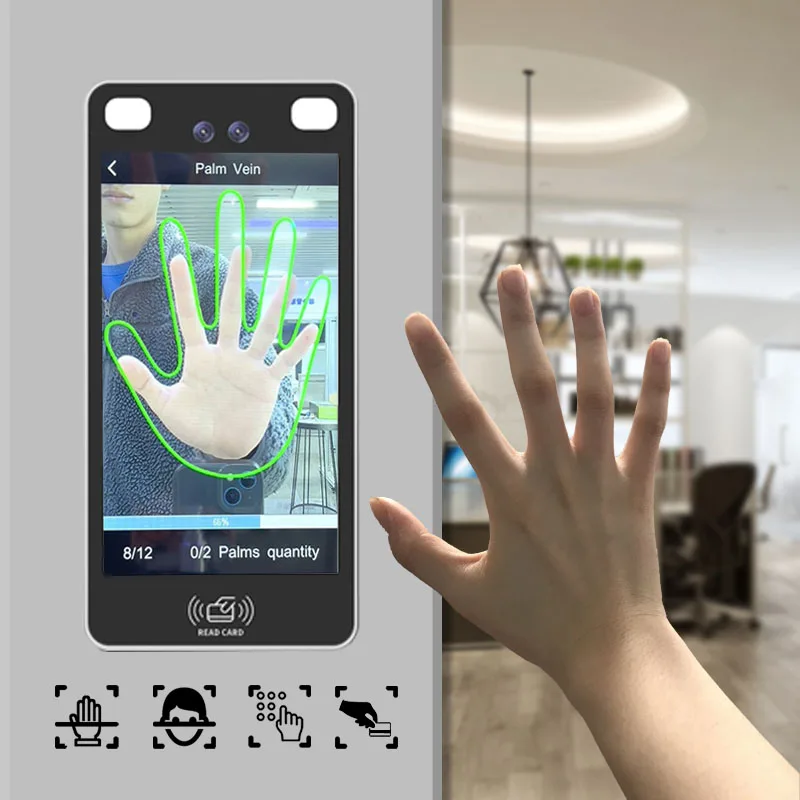 5 Inch IPS Dynamic face palm recognition Access Control System RFID Attendance with app