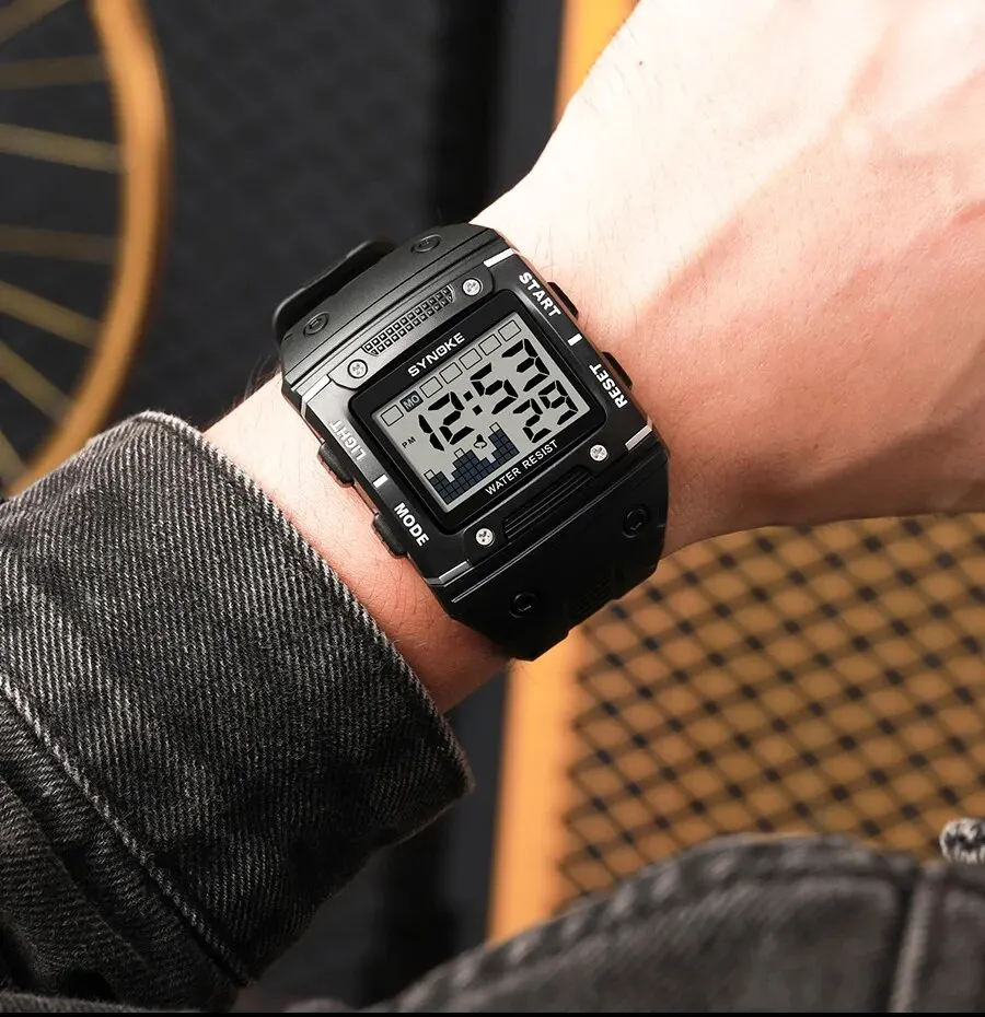 Sccbd7815cebf4319824cadf8e03f4dbcj Digital Watch Men Sports Electronic Watch Waterproof Night Glow Large Screen Square Student Watch Outdoor Running Camping Mallzona