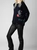 Cashmere Women's Round Neck Sweater Butterfly Flower Letter Embroidery Long Sleeve Ladies Jumper Autumn Winter 2022 3