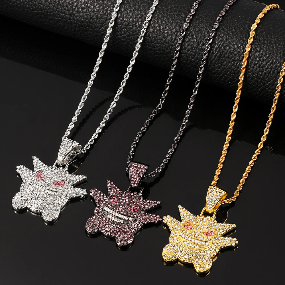 

Аниме игра Pokemon Gengar индивидуальный кулон, ожерелье Цирконий инкрустированный кулон Веревка Цепь Шея цепь ювелирные изделия Детские милые игрушки подарки