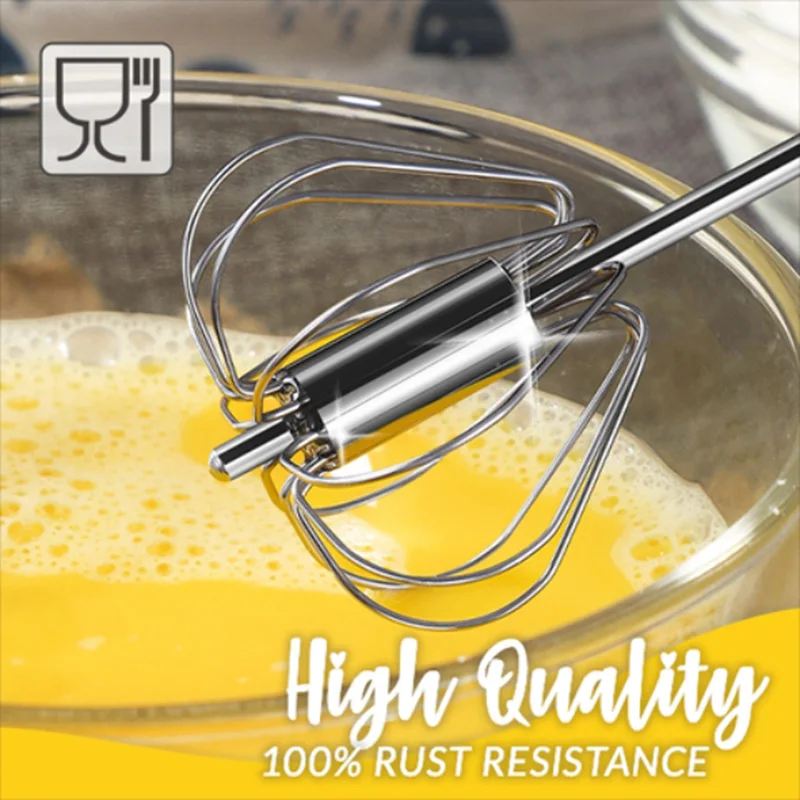 1/3PCS Stainless Steel Rotary Whisk Semi-Automatic Mixer Kitchen Egg Tools Manual Whisk for Household Cream Eggs Baking Gadgets