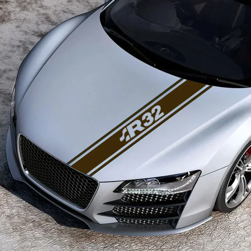 Car Hood Cover Engine Bonnet Stickers Strip Per Vw Sr32 Logo Auto Vinyl Film Decalcomanie Racing Sport Vehicle Styling Accessori