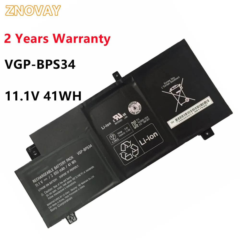 

ZNOVAY VGP-BPS34 Battery For SONY Vaio Fit 15 SVF15A SVF14A Series SVF15A1ACXB SVF15A1AC XS SVF14A SVF14AC1QU 11.1V 41WH