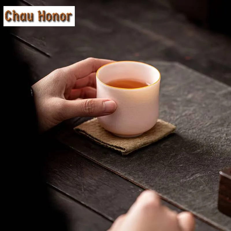 150ml Boutique Jade Grease Ru Porcelain Ceramics Teacup Handmade Household Kung Fu Tea Set Personal Cup Tea Ceremony Accessories
