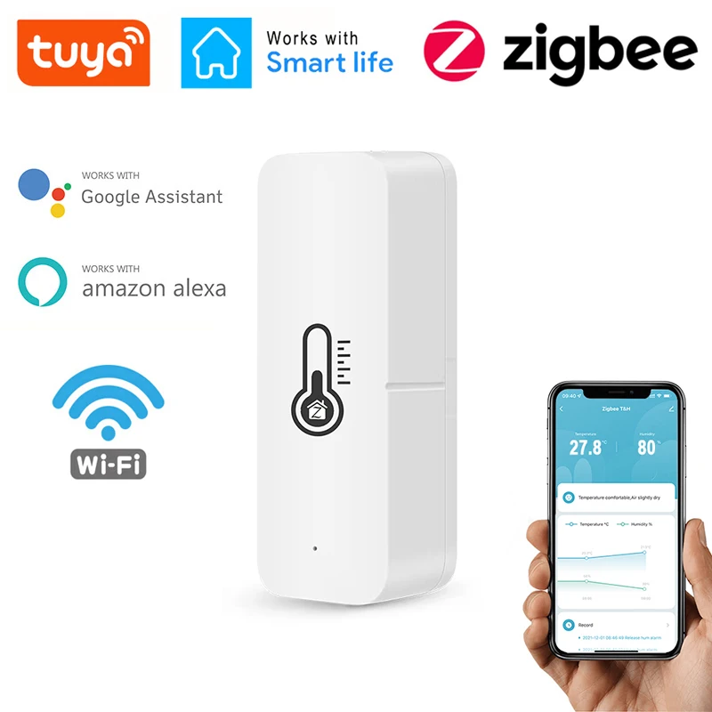 Tuya Wifi Zigbee Temperature And Humidity Sensor Indoor Hygrometer
