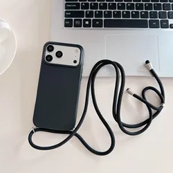 Polka Dot Soft Cover Necklace Lanyard Phone Case for OPPO A3 Pro 4G (Black)
