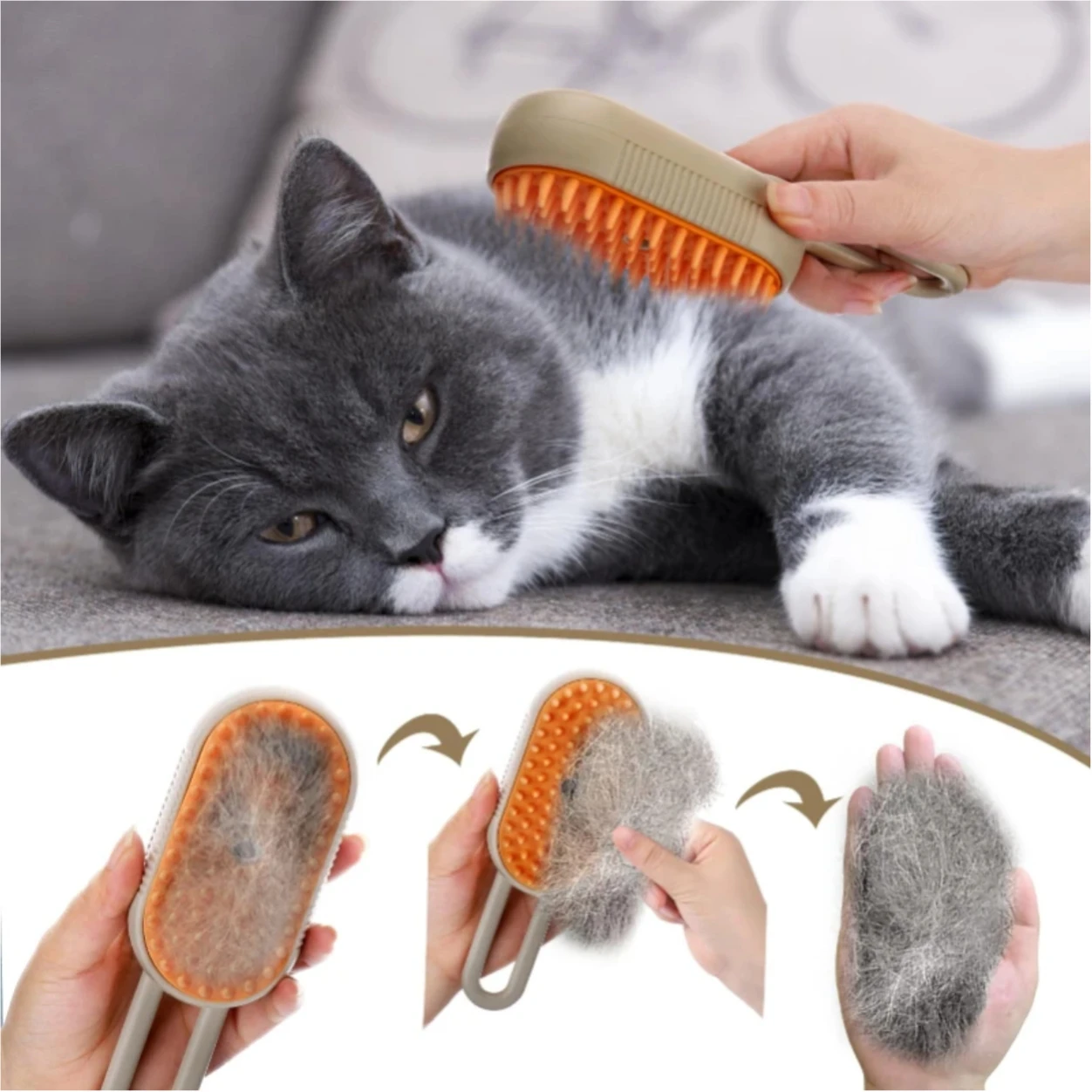 3-in-1 Steam Cat Grooming Brush 3