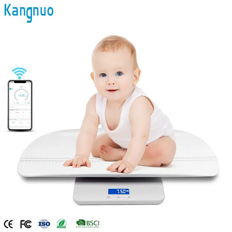 High Precision 100kg Foldable White Measure Blue Tooth Infant Electronic Weighing Digital Baby Scale