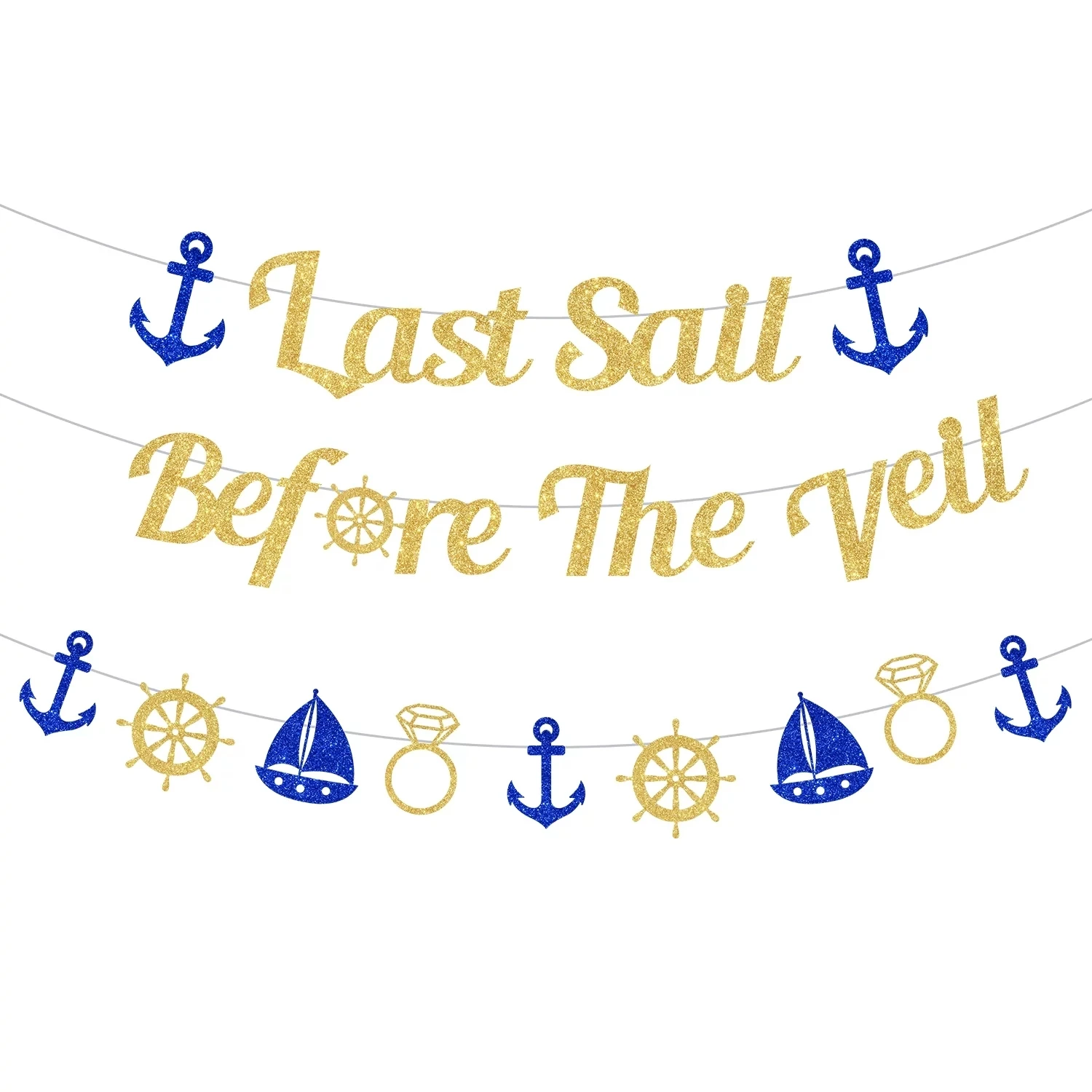 

Bachelorette Party Decorations, Last Sail Before the Veil, Rose Gold Glitter Banner, Nautical Sailor Anchor, Cruise Hen Garland