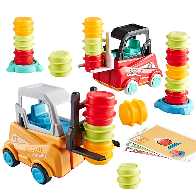 Children's Engineering Truck Forklift Press Shovel Toy Car Suit Education Stacking Toy Board Game for Party Boys Birthday Gift 6