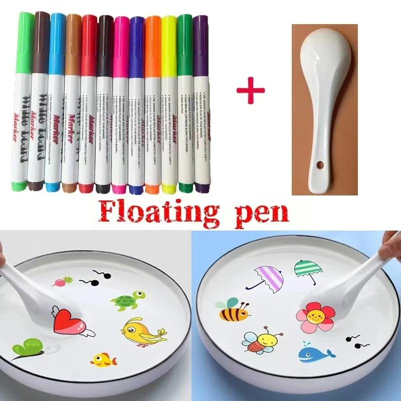 Water Floating Pen Magical Ink Pens Suspension Whiteboard Markers Kids Educational Painting Marker 8/12 Colors white marker pens,markers pen,permanent markers,art marker pen,art markers,marker pens,whiteboard markers,paint marker pen,paint pen