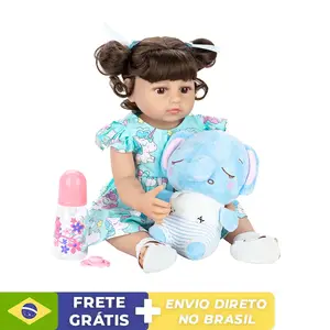 48cm Bebê Boneca Reborn 100% Silicone Panda Olho Castanho Pode Tomar Banho  - S F Inforcell