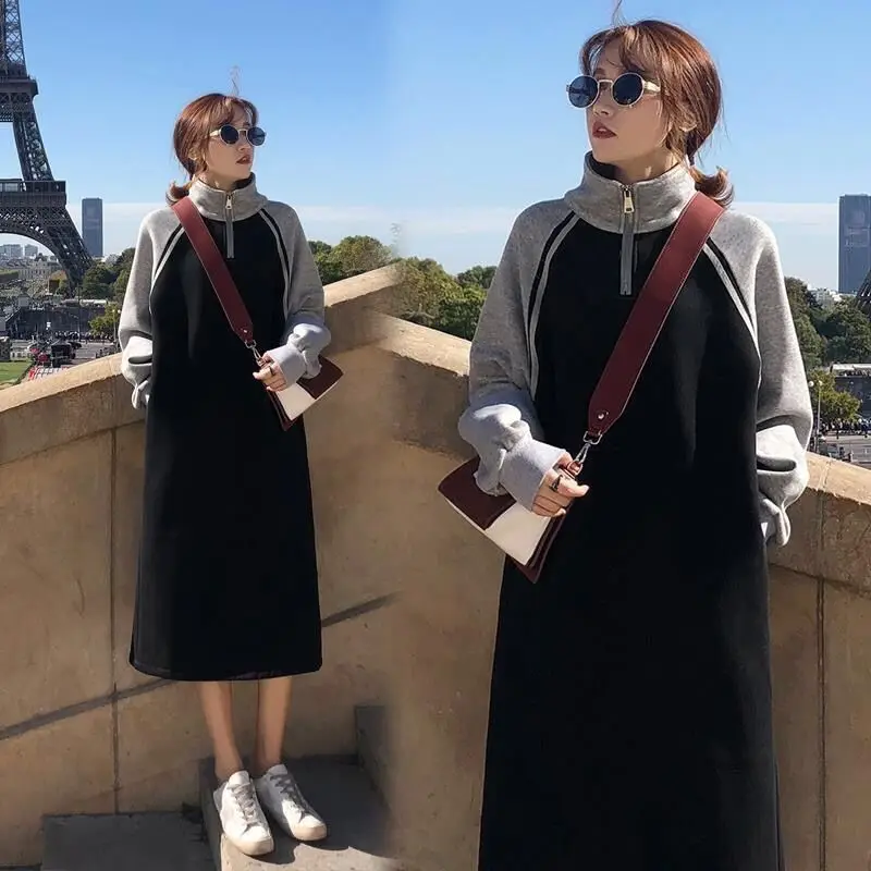 

Women`s Hoodies Dresses Casual Skirts Korean Styling Pullovers Sport Sweatshirt Retro Women Clothes Outerwear Women Long Dresses