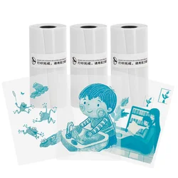 Compact Thermal Sticker Paper Rolls, Smooth Color Self-Adhesive Sheets 25x57mm (3Rolls Cyan On Clear)