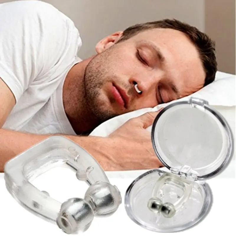 4/1Pcs Silicone Magnetic Anti Snore Nose Clip Sleep Tray Sleeping Aid Apnea Guard Night Device Prevents Snoring With Storage Box
